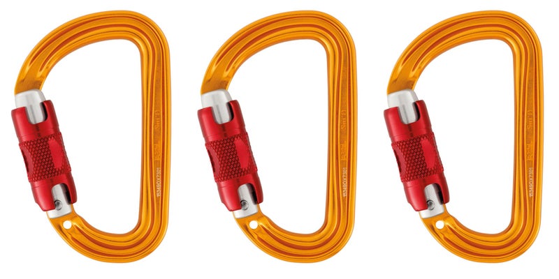Petzl Sm'D Carabiner - Versatile, Lightweight, Compact, D-Shaped Locking Carabiner for Rock and Ice Climbing - Twist-Lock - 3-Pack - Image 1